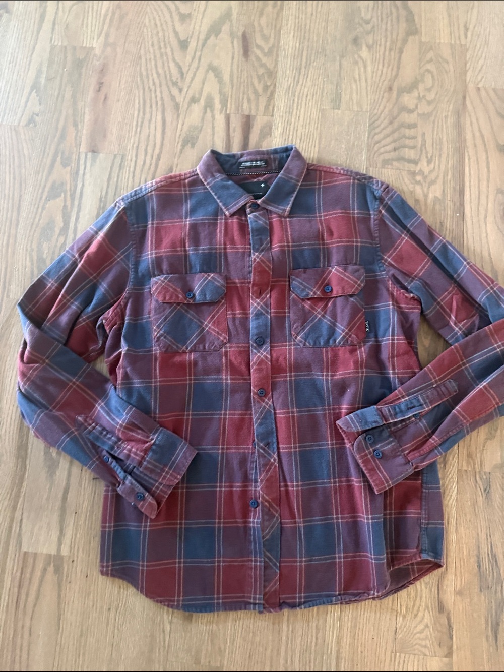 Tavik Men's Red and Blue Plaid Button-Up Shirt M